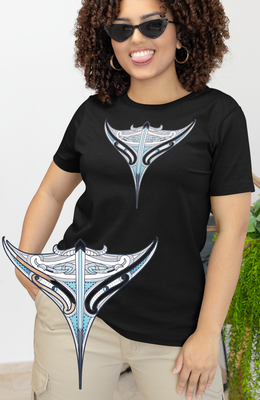 Whai Stingray Womans Black T-shirt