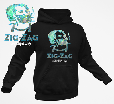 Paua Zig Zag Aotearoa Black Hoodie