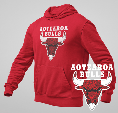 Red Aotearoa Bulls on Red Hoodie