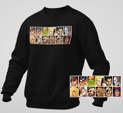 SF2 Character Select Screen Black Sweatshirt