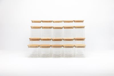 Square Bamboo Glass Herb & Spice Jars 200ml