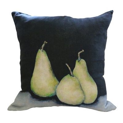 midnight pear linen cushion
