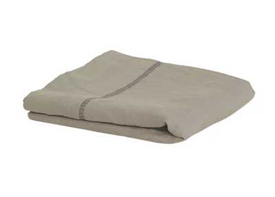 emilie 100% linen flat sheet - sand (Q)