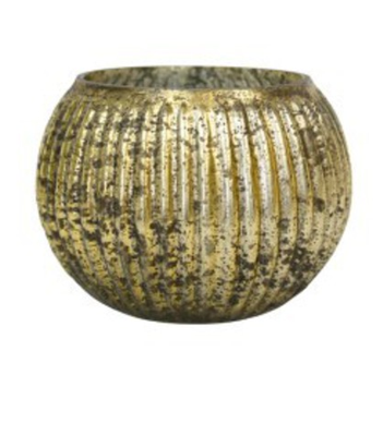 gold antique reeded glass votive