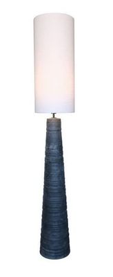 blk ceramic floor lamp w/nat linen shade