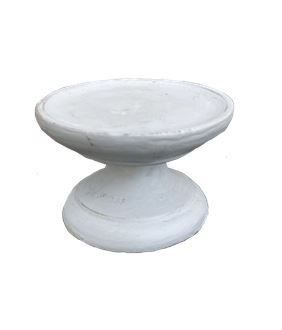 footed candle plate white