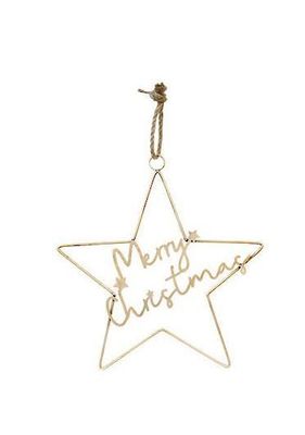 gold metal star w/ merry christmas