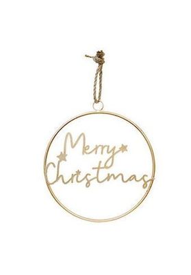 gold metal circle w/ merry christmas