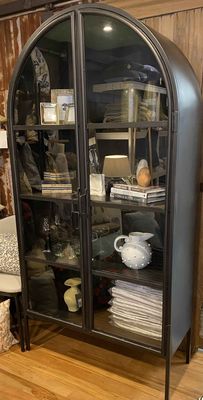 arched metal &amp; glass cabinet