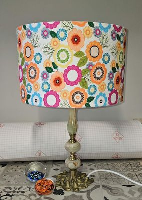 Bold &amp; Beautiful: Floral Lampshade with Brass &amp; Marble Base