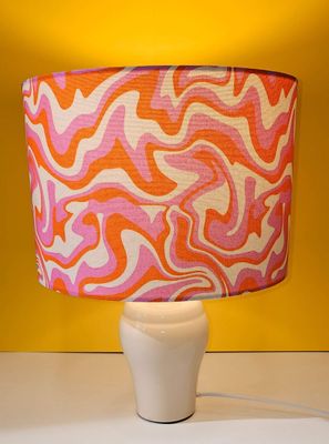 Custom Orange, Pink &amp; Cream Lampshade with Cute Cream Lamp