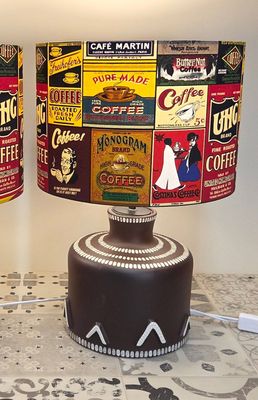 Retro Coffee Ad Lamps &ndash; Handmade, Custom, Upcycled &amp; Rewired