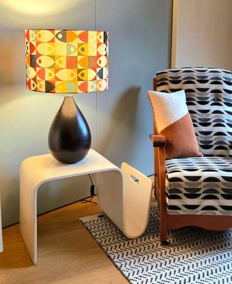 Large Table Lamp with Retro Geometric Shade