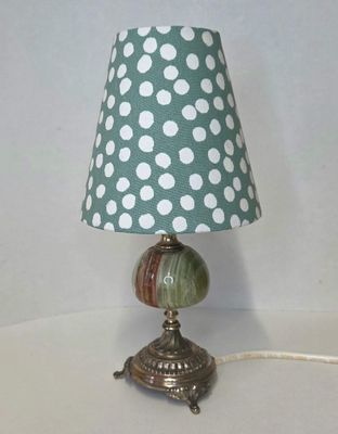 Marble &amp; Brass Table Lamp with Handmade Shade - 30cm high