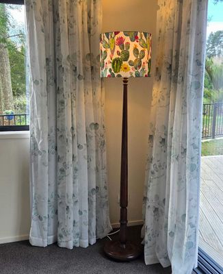 Large Rewired Vintage Floor Lamp with New Cactus Shade &ndash; 1.8m Tall