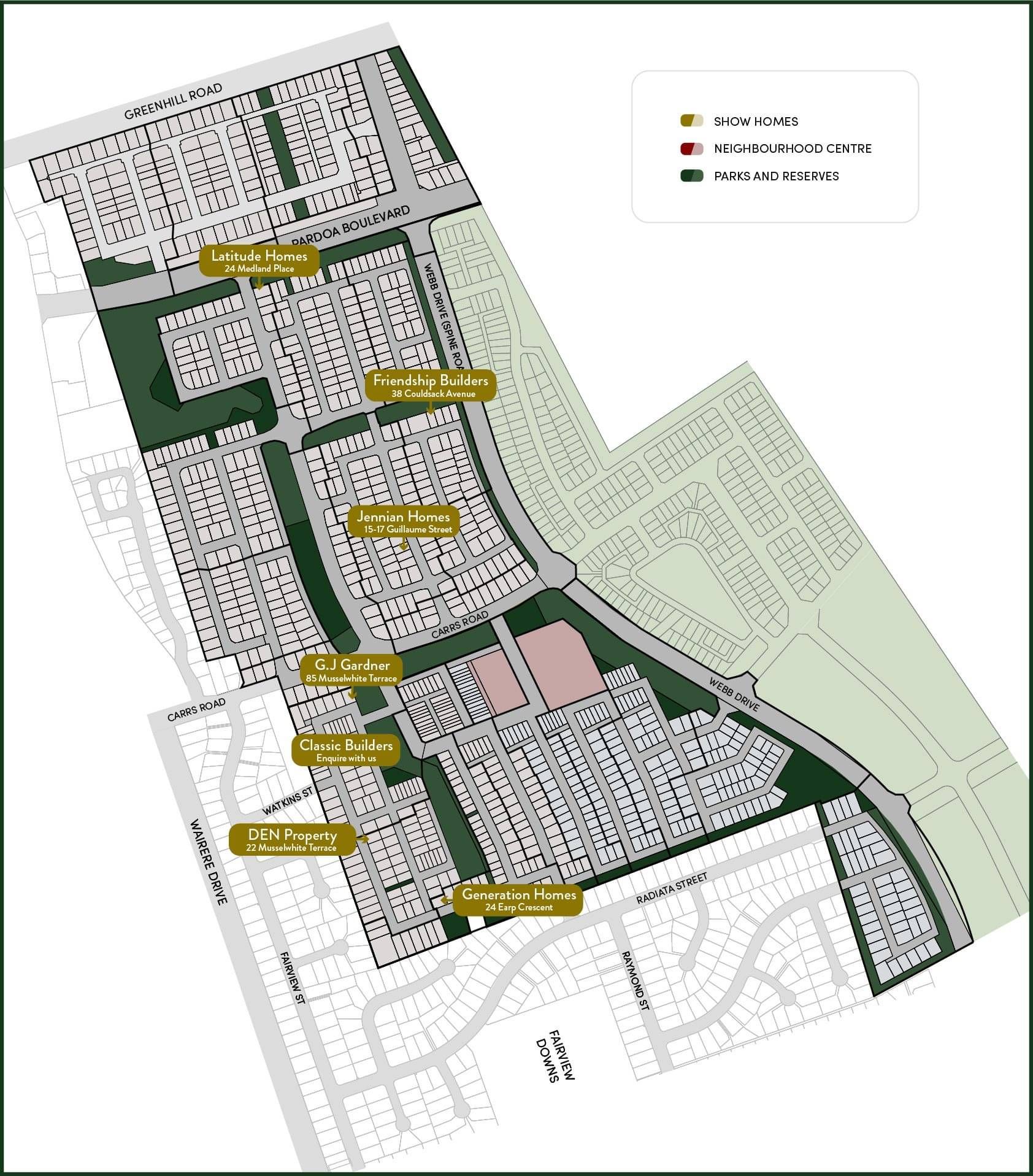 Layout of Greenhill Park Developments