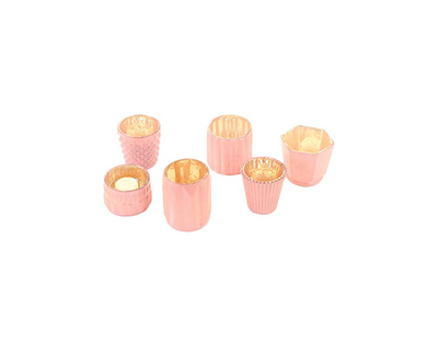 Set of 6 assorted blush candle holders