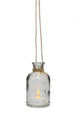 Hanging LED candle jar - SMALL