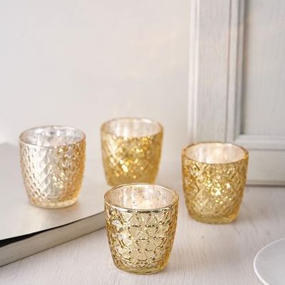 Set of 6 assorted mercury candle holders