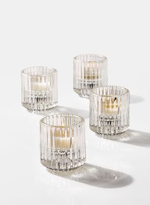 Reversible glass taper/tealight candle holder - clear