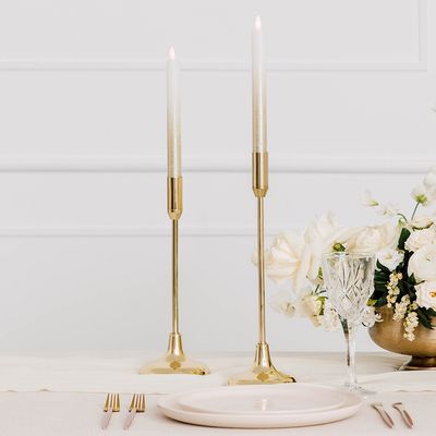 Gold taper candle holder - large