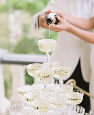 Crystal cut champagne tower