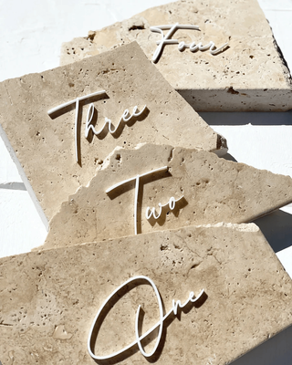 Travertine table number - large