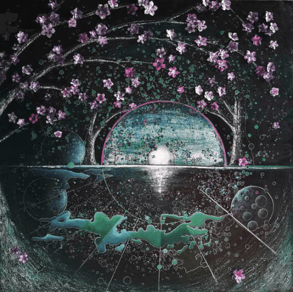 Airbrushed painting of a Kingfisher diving for fish