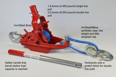 Wyeth-Scott Hand Winch - 1.8 - 3.6 tonne with AmSteel&reg;Blue Synthetic Rope