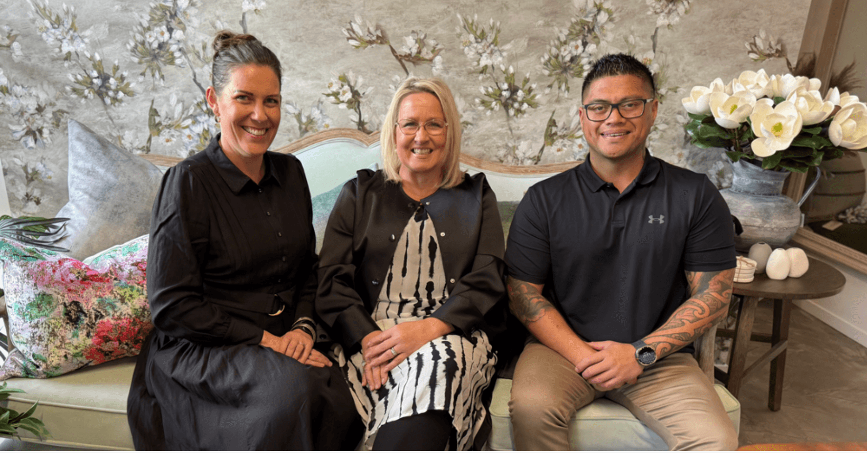 Image of Julia Empson, Interior Stylist with Felicity & Tau, David Reid franchise owners. Celebrating a recent collab together in Te Awamutu.