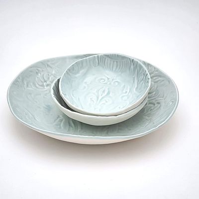 One-off Baroque Bowl Set - Blue