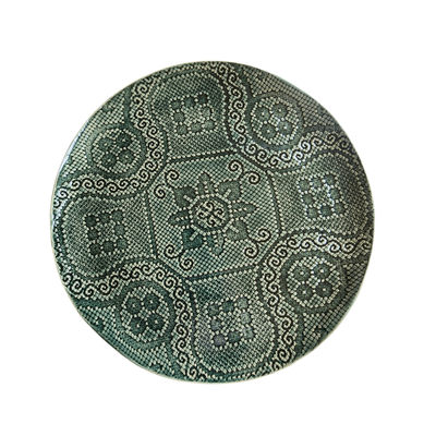 Large Ceramic Lace Platter - dark green