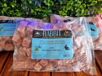 Raw Rabbit Bites Boneless 1kg