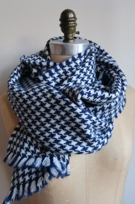 NITH - navy and white houndstooth scarves