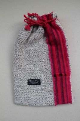 Hot water bottle cover - pink stripe on natural brown