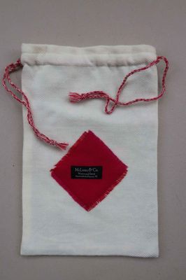 Hot water bottle cover - natural white with pink square