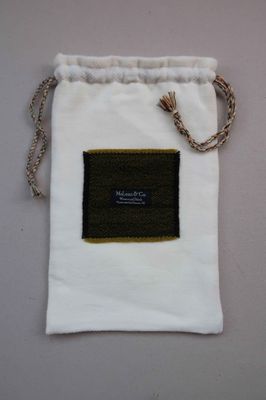 Hot water bottle cover - natural white with black + olive green detail