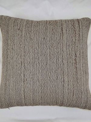 Mersey natural chocolate herringbone cushion