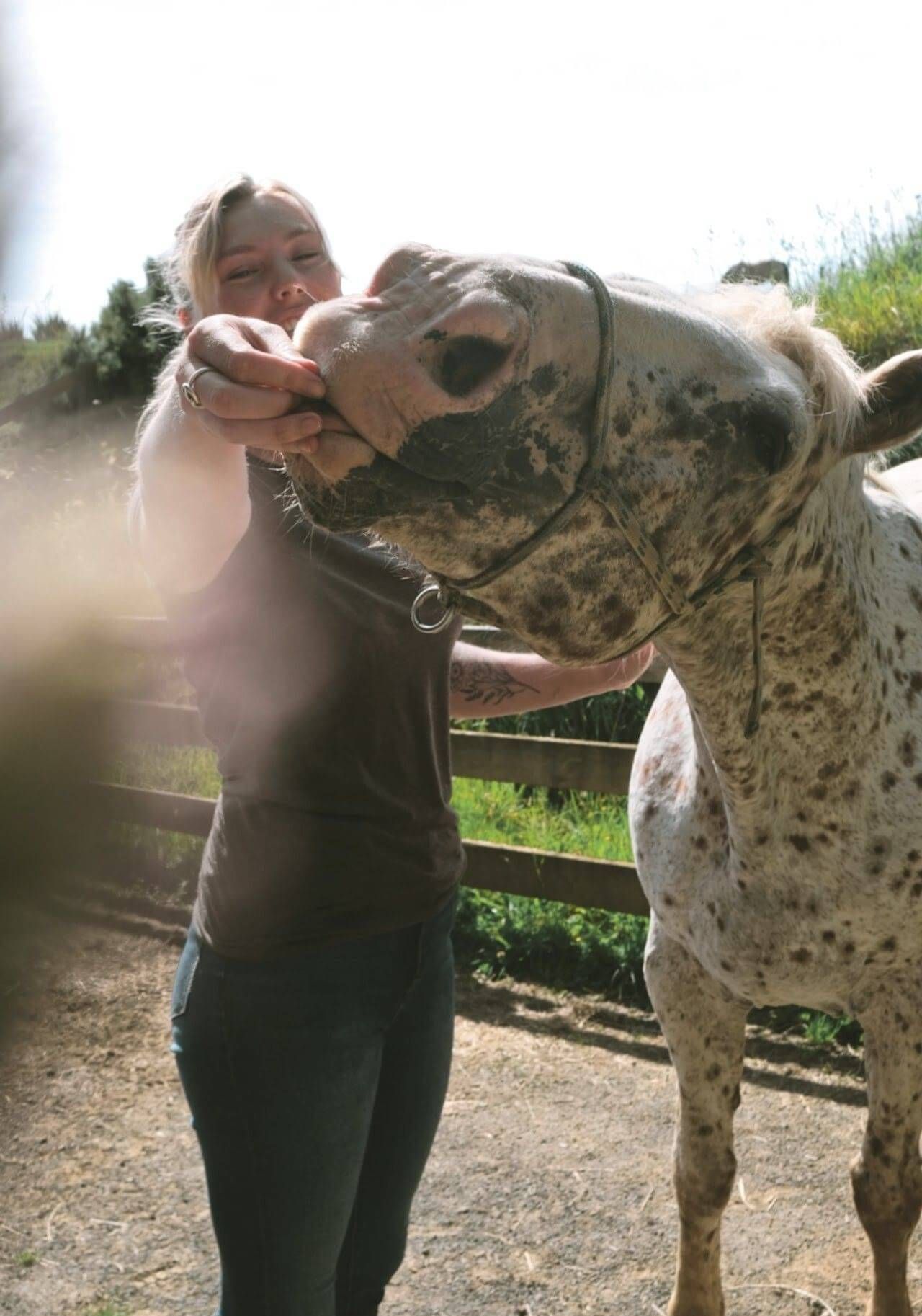 River Knuiman stretching appaloosa horse for performance  and wellbeing