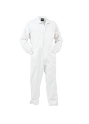 Overall Work zone Polycotton Food Industry Zip White