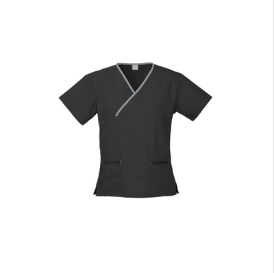 Womens Contrast Crossover Scrubs Top