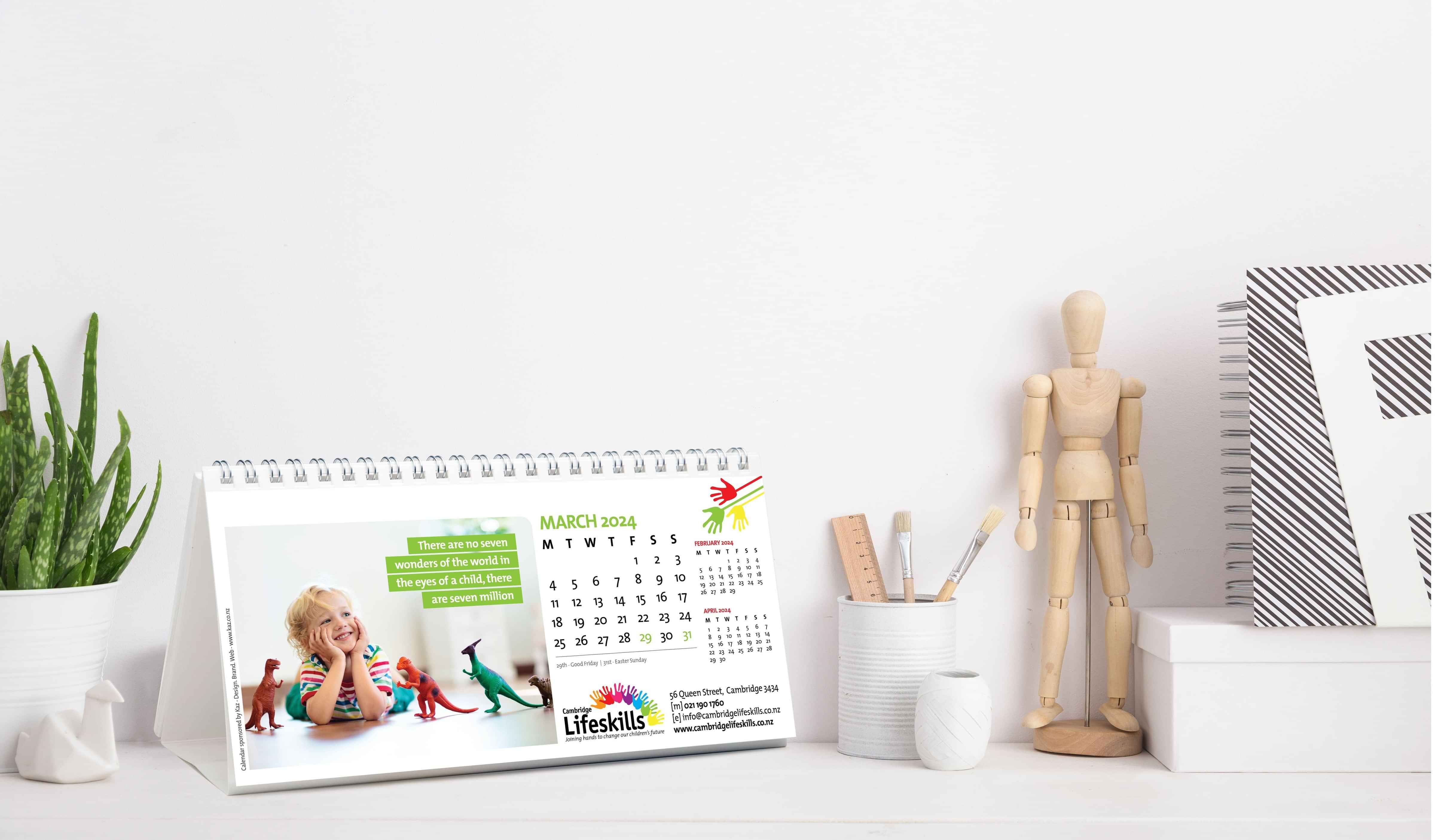Cambridge Lifeskills desktop calendar designed by Kaz - Design. Brand. Web.