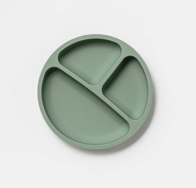 Silicone Divided Plate - Moss