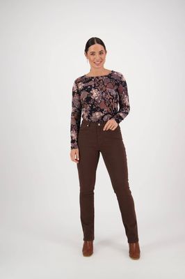 Chocolate - Slim Leg Full Length Jean
