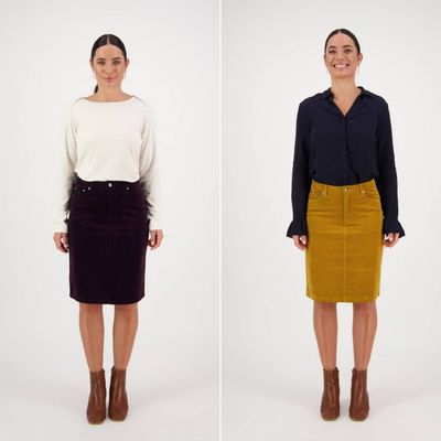 Knee Length Pinwale Cord Skirt - Mulberry &amp; Mustard