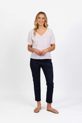 Plain V Neck Top with Floaty Sleeve