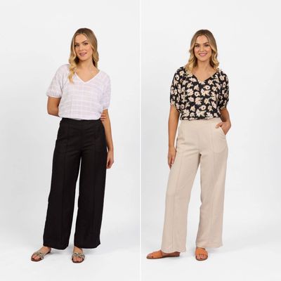 Wide Leg Full Length Pant with Elastic Back Waistband