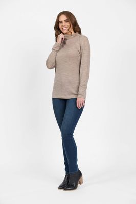 Merino Long Sleeve Crew Neck Top - Twig