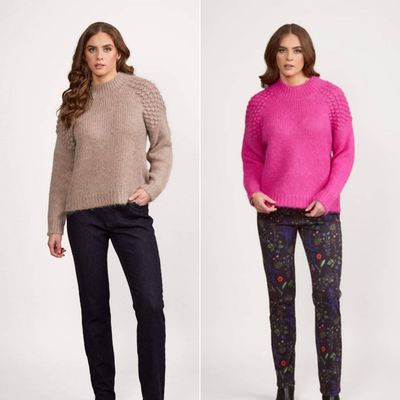 Bobble Detail Sweater with High Neck