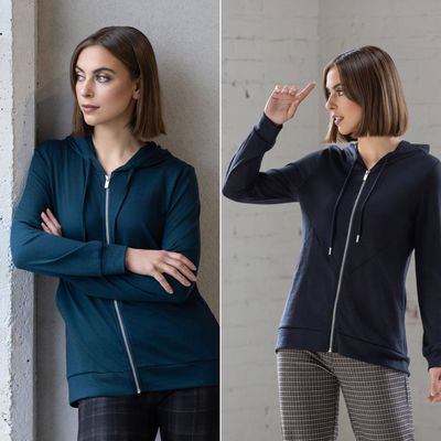 Merino Hooded Jacket - Dragonfly and Midnight